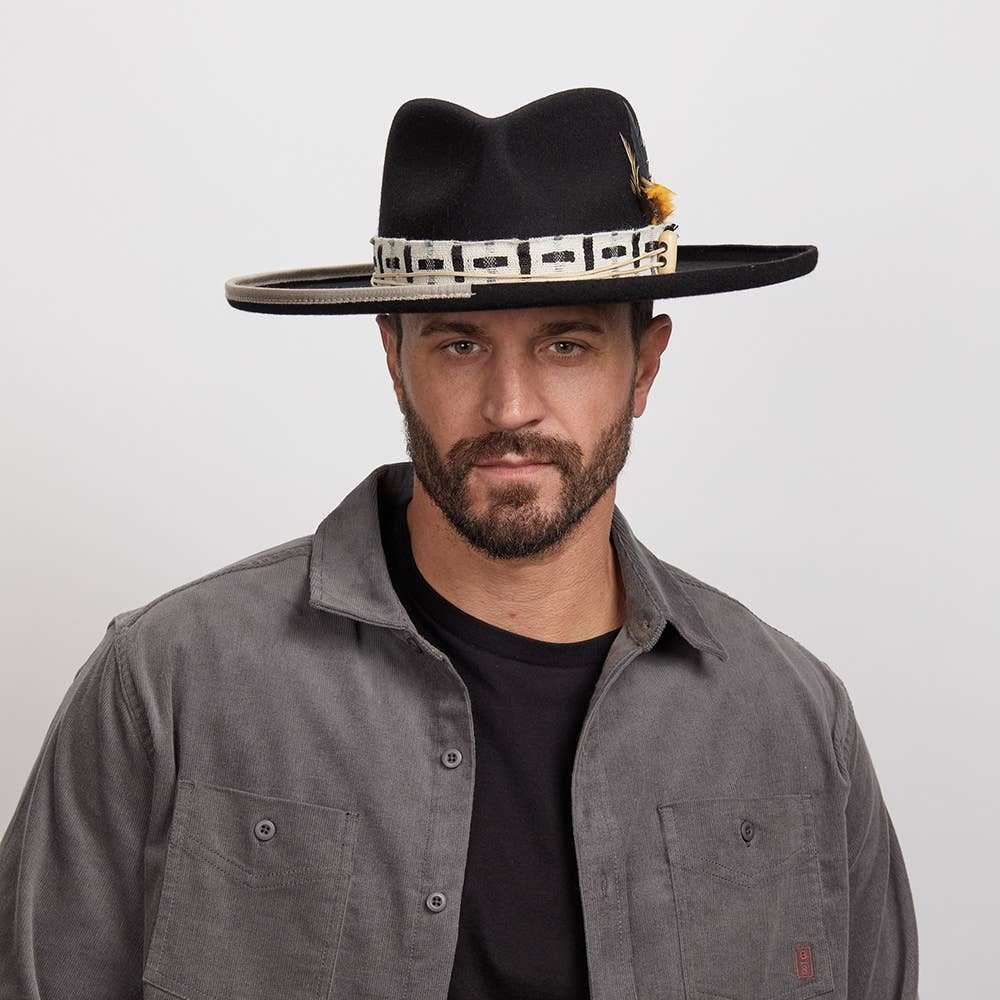 American Hat Makers - Wool Felt Teardrop Curled Brim Hat- Style Lounge: Black / XL