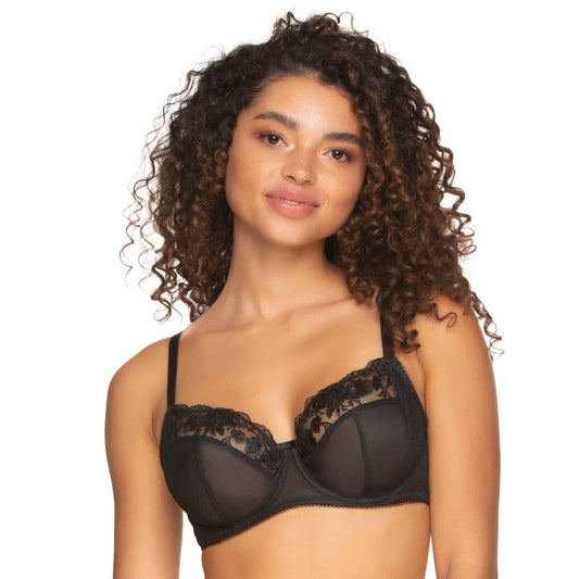 Felina - Fleurs Unlined Underwire Mesh Embroidered Bra - Black: Black (BLK) / 32DDD / 115166