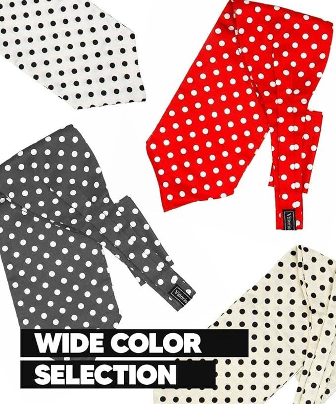 Dubal Brothers - Vittorio Farina Men's Polka Dot Satin Ascot & Pocket Square: Red-White / One Size