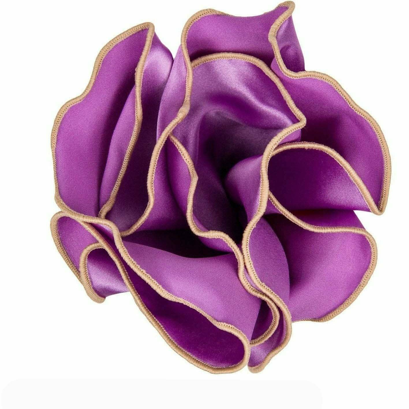 Dubal Brothers - Vittorio Farina Round Pocket Square with Embroidered Piping Var. 01 by Classy Cufflinks: Lavender/Black (021)
