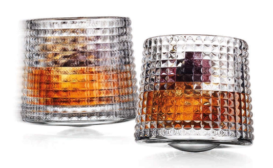 Godinger - Set of Two Revolve Spinning Whiskey Glass - Novelty Gift