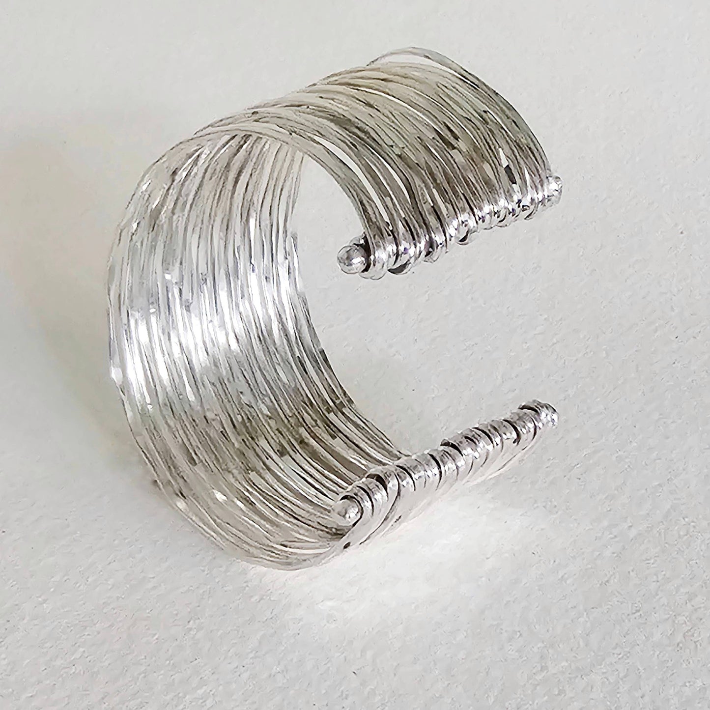 Bisjoux - Silver multi layered wire cuff bracelet bohemian style