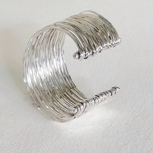 Bisjoux - Silver multi layered wire cuff bracelet bohemian style