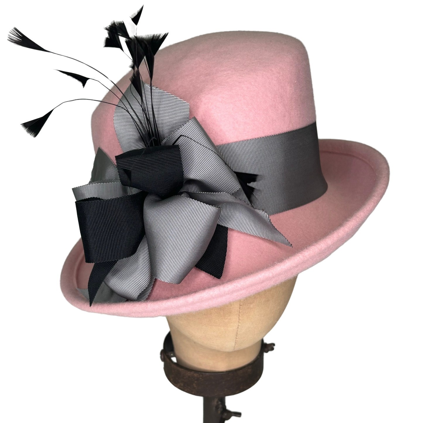 Kathy Jeanne Millinery - Wool Top Hat with Grosgrain Ruffle
