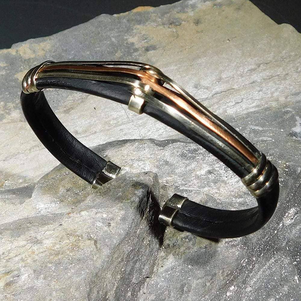 HPSilver, LLC - BR.ULB.0137 - Unique Leather Bracelet, Black