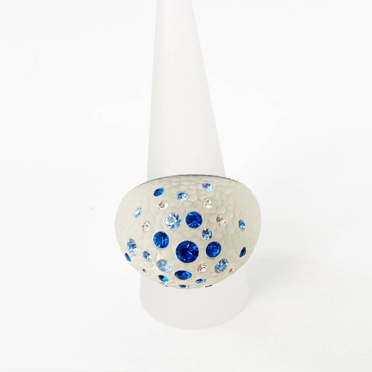 Gold & Honey - Colorful Swarovski Crystals Dome Ring in White