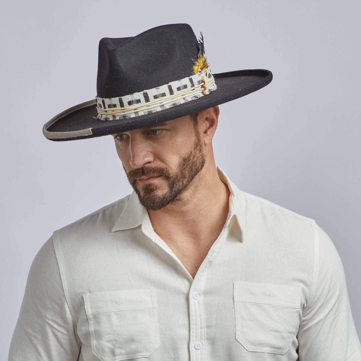 American Hat Makers - Wool Felt Teardrop Curled Brim Hat- Style Lounge: Black / XL