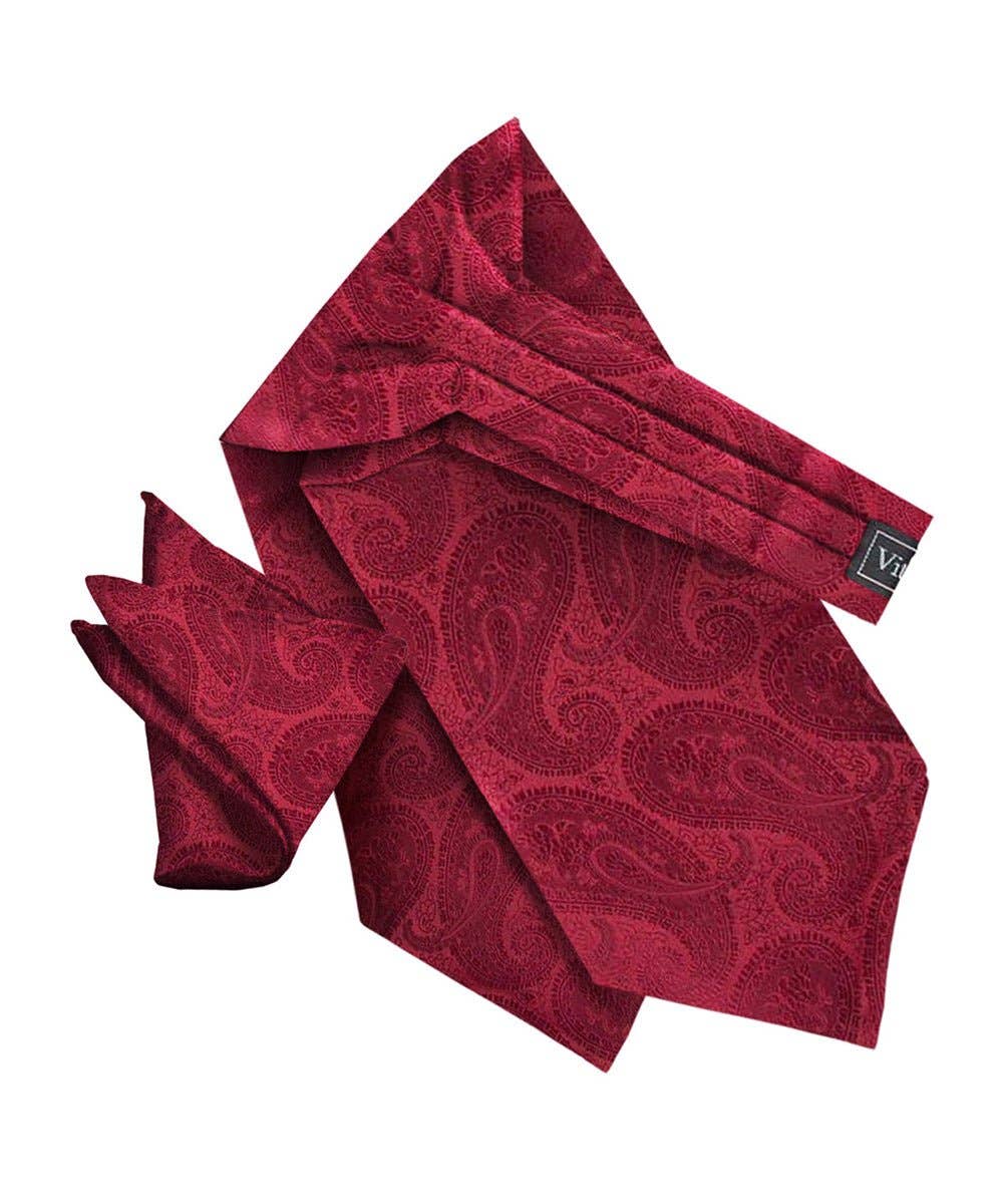 Dubal Brothers - Vittorio Farina Men's Woven Paisley Ascot & Pocket Square: Yellow / One Size