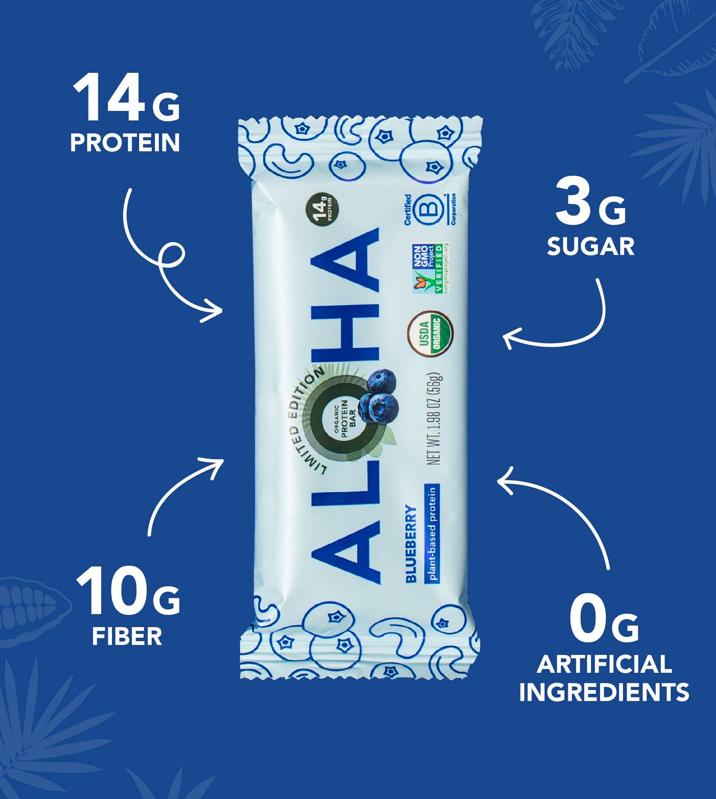 Aloha - Blueberry Protein Bar: 12 Bar Box