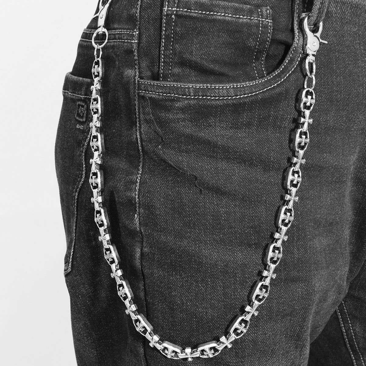 ACCITY - FASHION PERSONALITY CROSS YOUTH JEANS CHAIN_CWMM4875: Silver / (OS) 1
