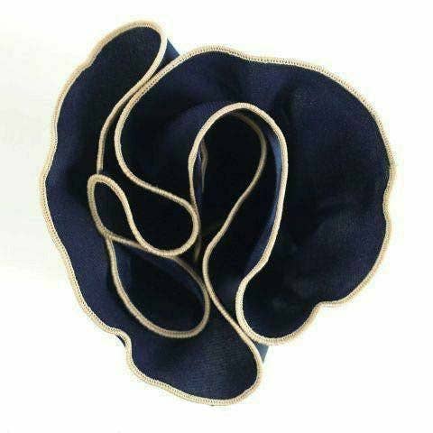 Dubal Brothers - Vittorio Farina Round Pocket Square with Embroidered Piping Var. 01 by Classy Cufflinks: Blush/Black (044)