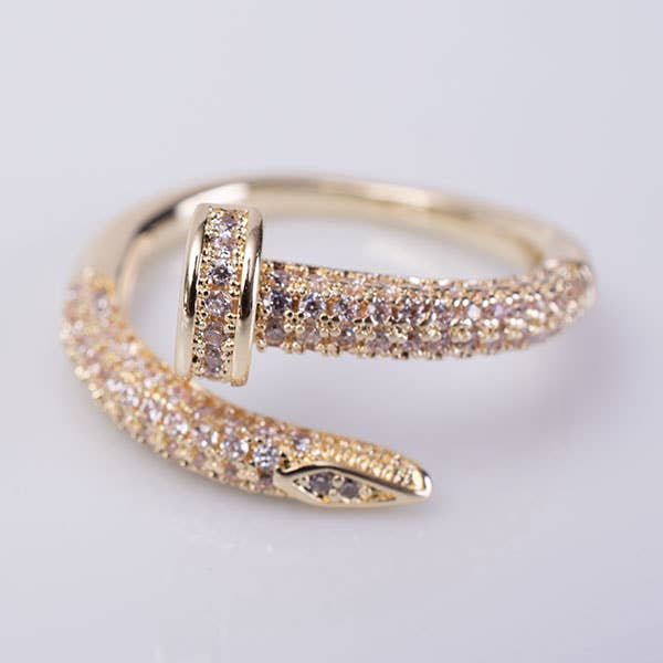 My Best Kept Jewelry - Gold & Crystal Pave Nail Ring: 8