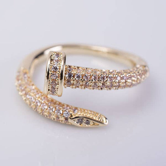 My Best Kept Jewelry - Gold & Crystal Pave Nail Ring: 8
