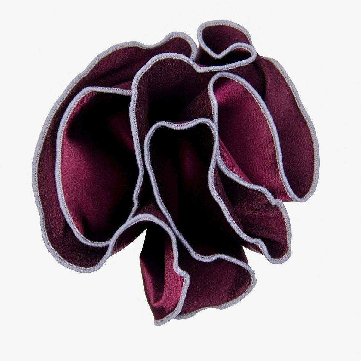 Dubal Brothers - Vittorio Farina Round Pocket Square with Embroidered Piping Var. 01 by Classy Cufflinks: Burgundy (038)