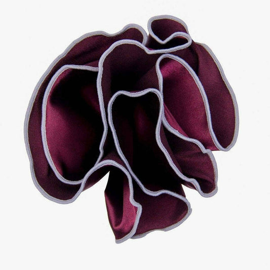 Dubal Brothers - Vittorio Farina Round Pocket Square with Embroidered Piping Var. 01 by Classy Cufflinks: Burgundy (038)