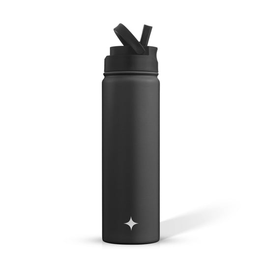JoyJolt - Colored Stainless Steel Insulated Water Bottle - 22 oz: Black