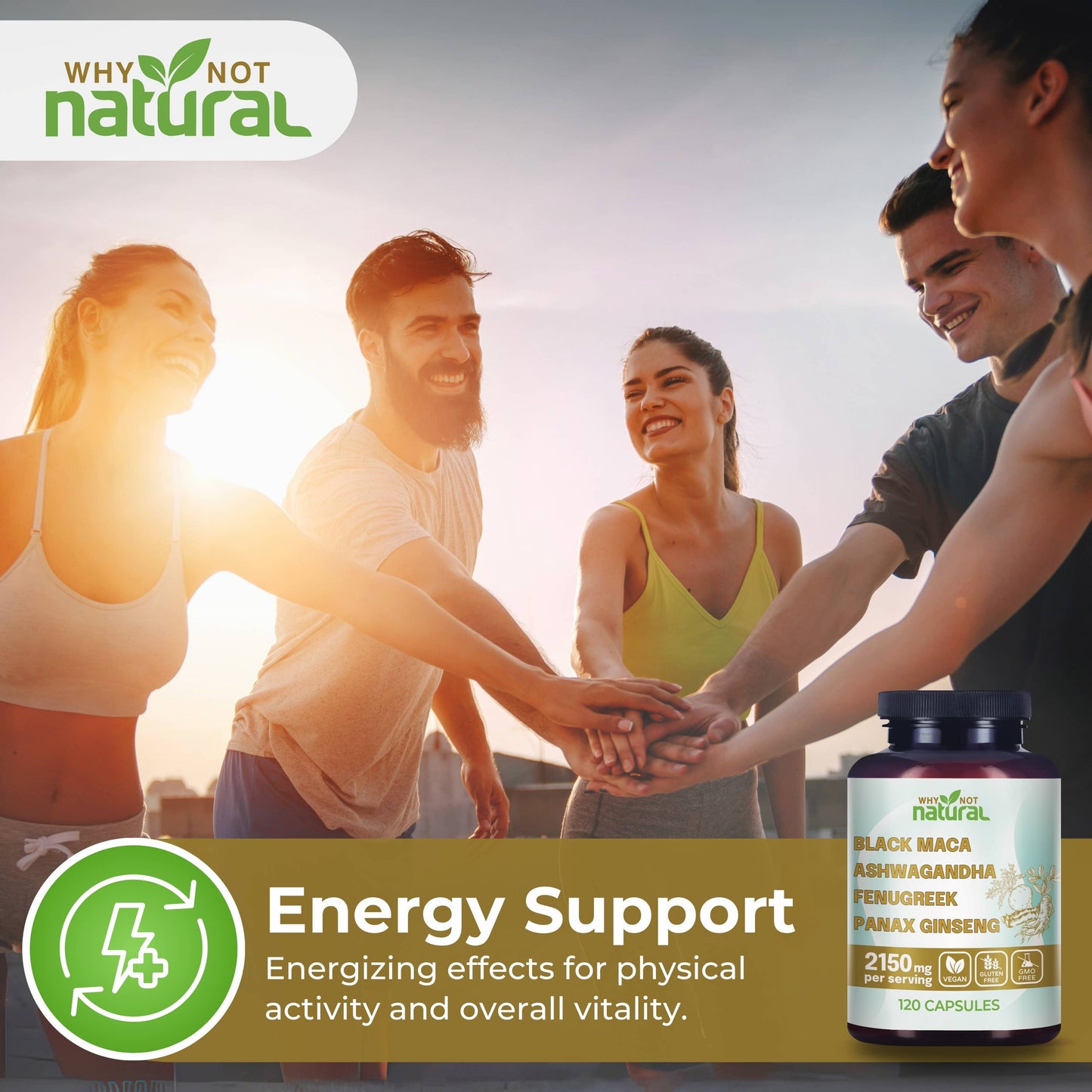 WhyNotNatural - 4-in-1 Organic Black Maca Root, Supplement for Men and Women