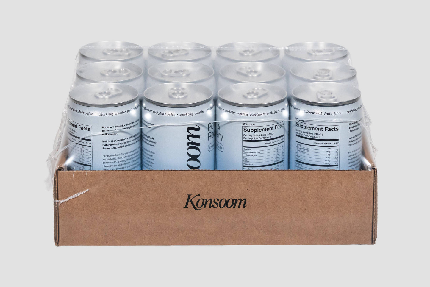 Konsoom Foods - Sparkling Creatine Drink – Power & Recovery (Crisp Blueberry): Pack of 12