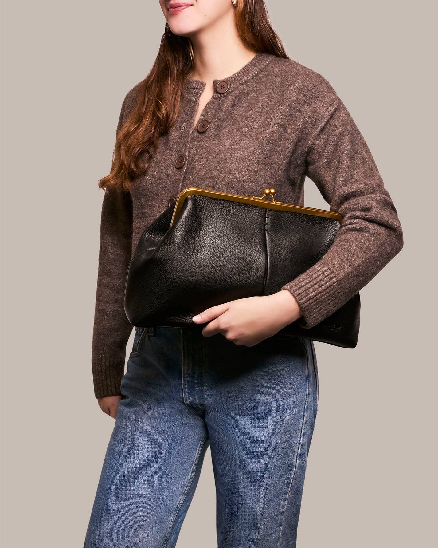 American Leather Co - Grace Oversized Clutch: Black