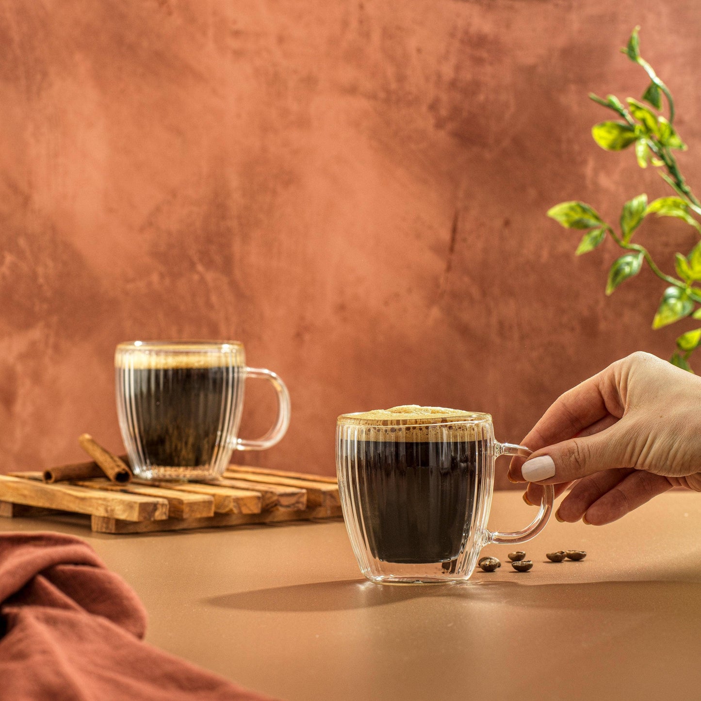 JoyJolt - Fluted Savor Double Wall Espresso Glasses 5.4oz - Set of 2: 13.5 oz