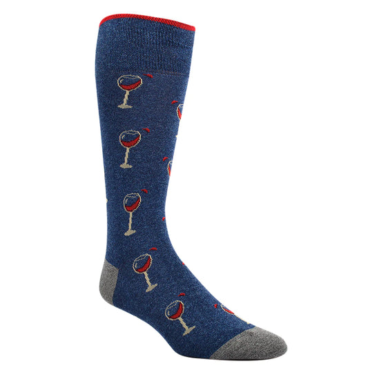 Dion Mid Calf Socks Blue Gray Wine Red Glass