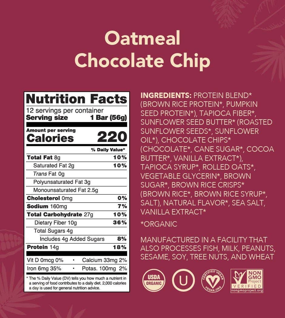 Aloha - Oatmeal Chocolate Chip Protein Bar: 12 Bar Box