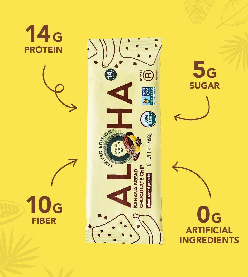Aloha - Banana Bread Chocolate Chip Protein Bar: 12 Bar Box