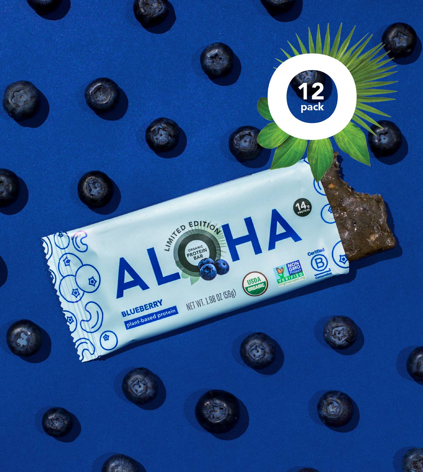Aloha - Blueberry Protein Bar: 12 Bar Box