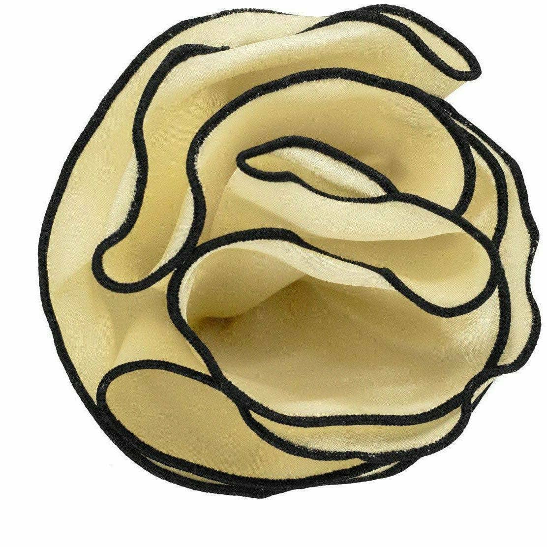 Dubal Brothers - Vittorio Farina Round Pocket Square with Embroidered Piping Var. 01 by Classy Cufflinks: Black/Black (016)