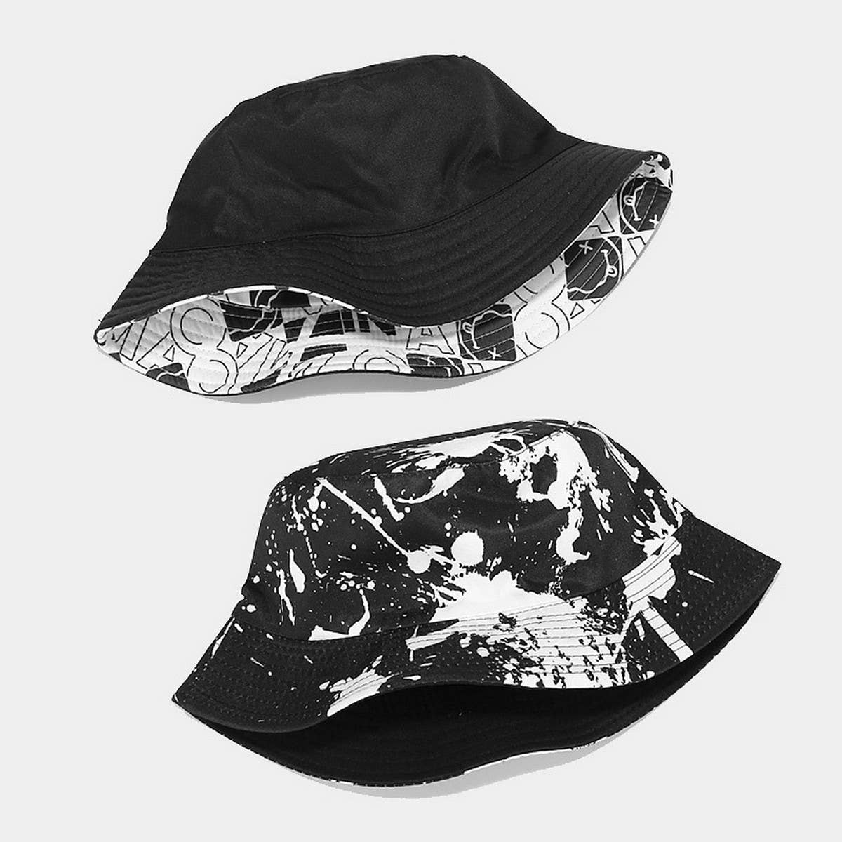 ACCITY - 2024 NEW GRAFFITI DOUBLE-SIDED BUCKET HAT_CWAH1643: Black / (OS) 2