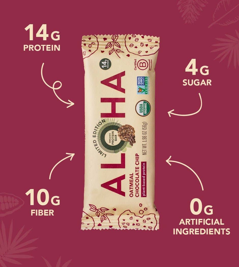 Aloha - Oatmeal Chocolate Chip Protein Bar: 12 Bar Box