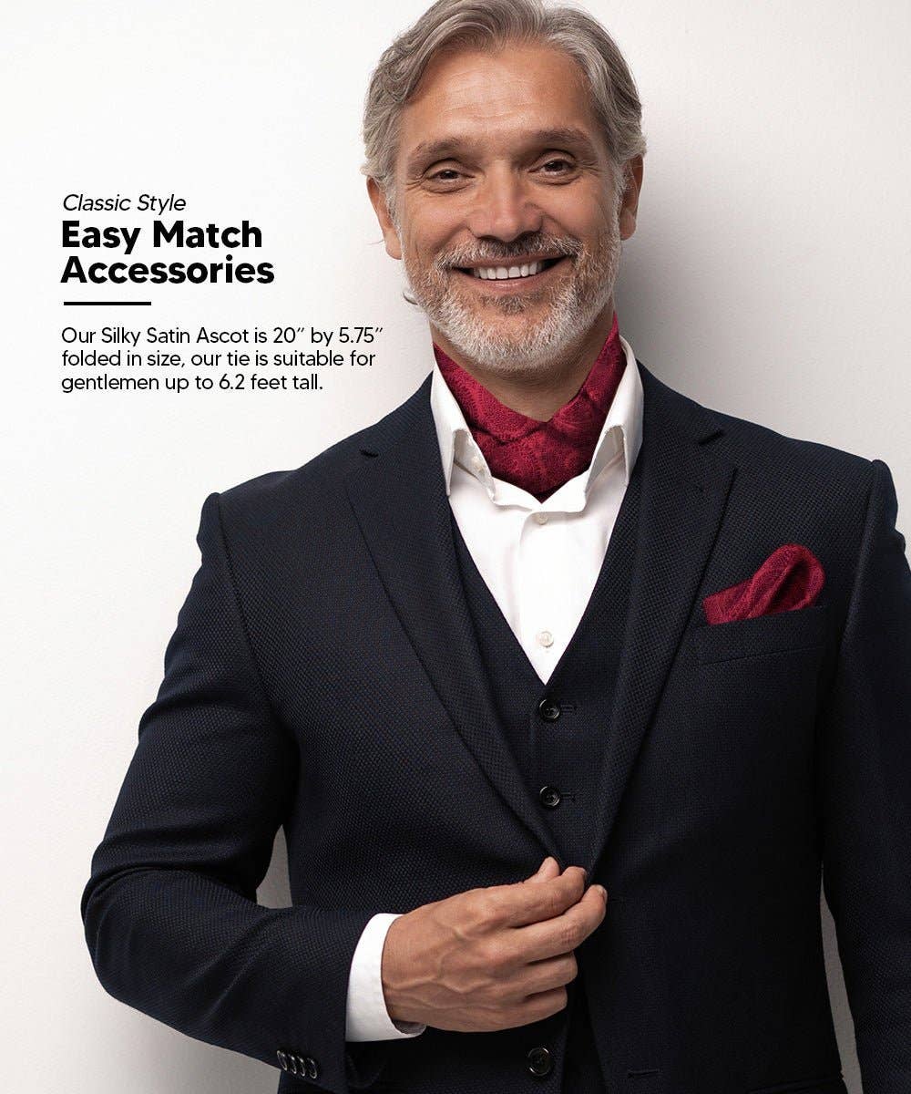 Dubal Brothers - Vittorio Farina Men's Woven Paisley Ascot & Pocket Square: Black / One Size