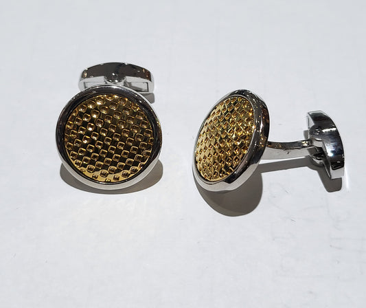 Enzone Cufflinks 2 Tone Silver Gold Waffle Weave