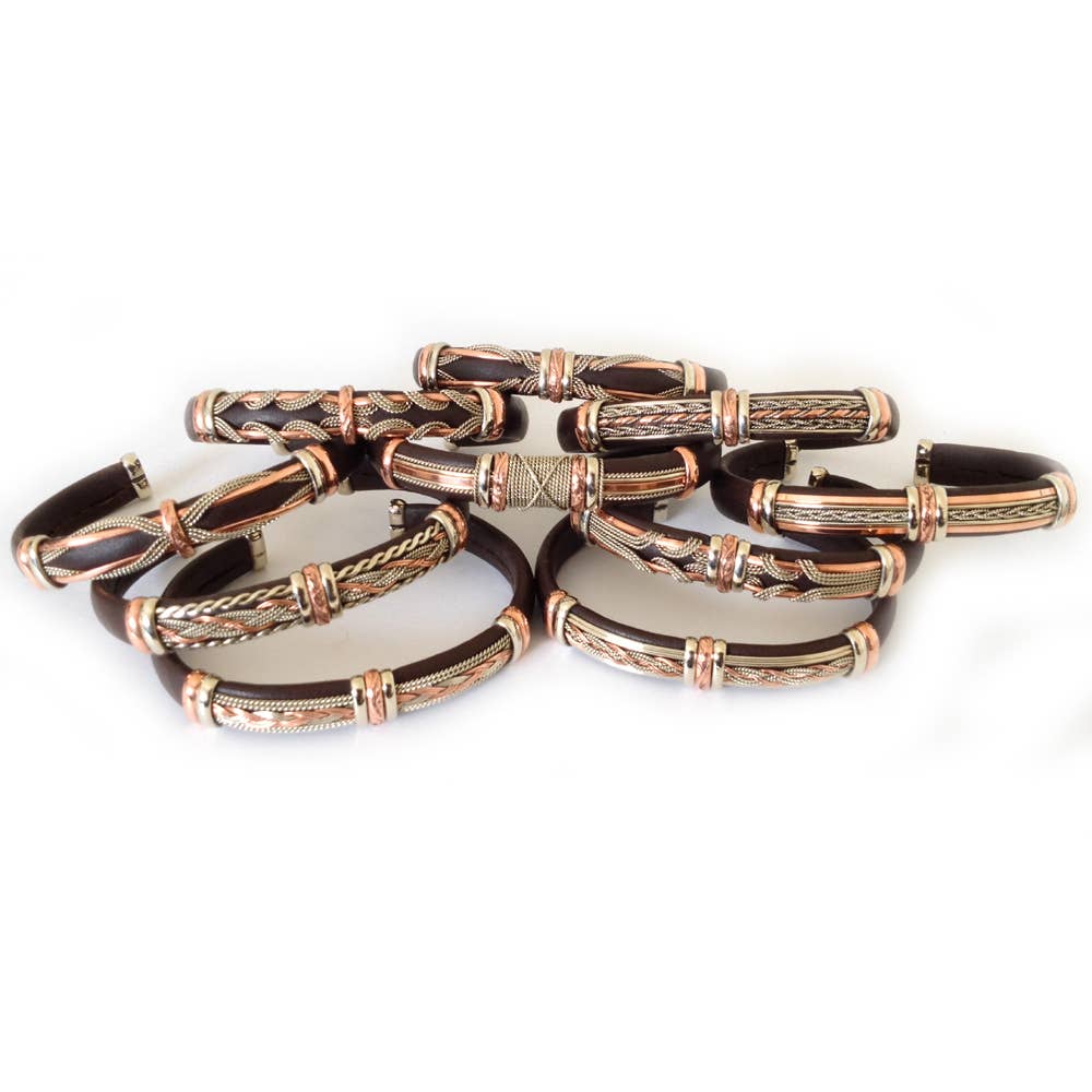 HPSilver, LLC - Brown Leather Bracelets, Pack of 10