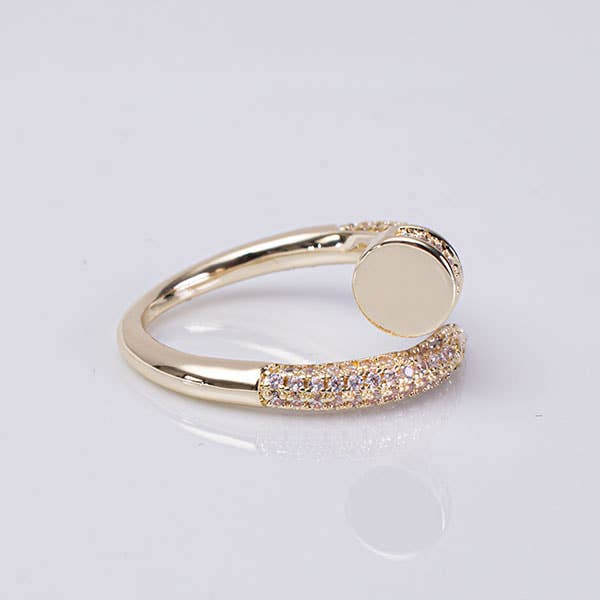 My Best Kept Jewelry - Gold & Crystal Pave Nail Ring: 8