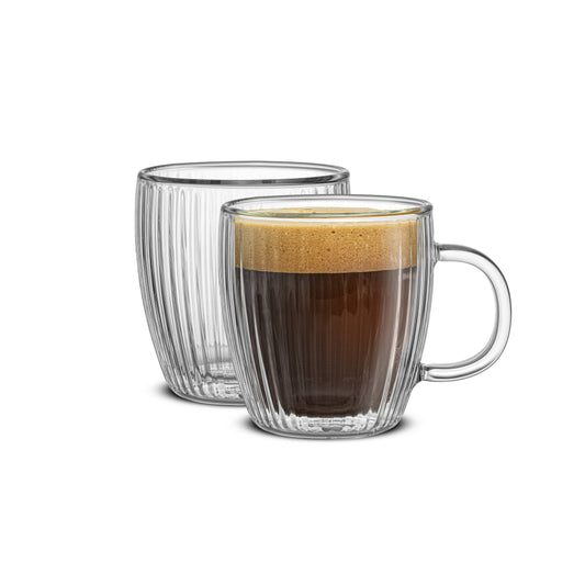 JoyJolt - Fluted Savor Double Wall Espresso Glasses 5.4oz - Set of 2: 5.4 oz