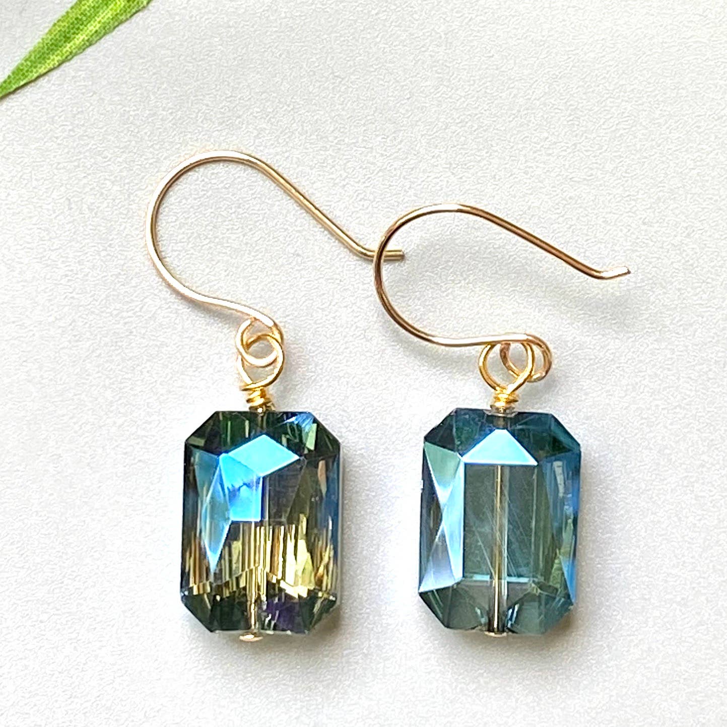 Marble Designs Jewelry - Blue Crystal Earrings Gold Elegant Drops: Blue / Silver