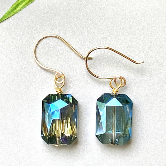 Marble Designs Jewelry - Blue Crystal Earrings Gold Elegant Drops: Blue / Silver