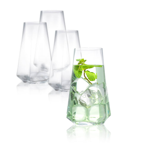 JoyJolt - Infiniti Highball Glasses, 18 Oz Set of 4: Lead-Free Crystal