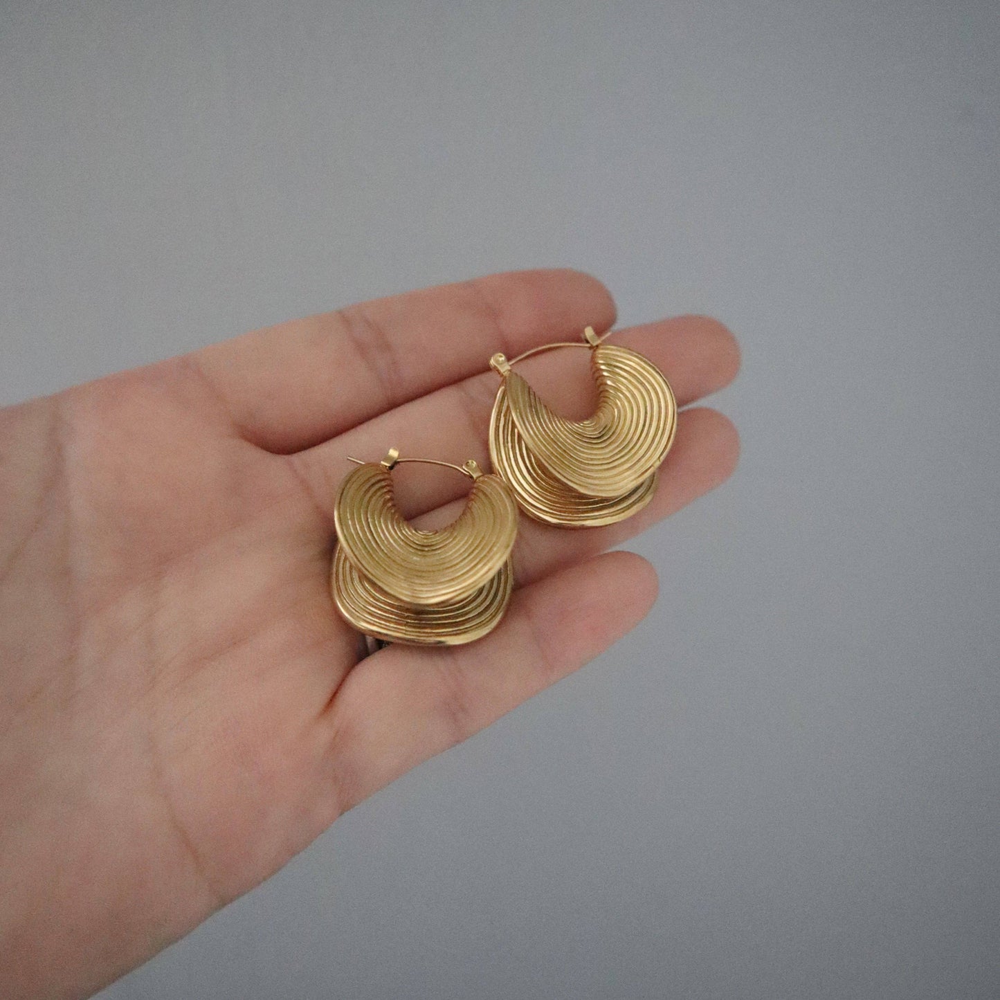 JESSA Jewelry - Devon Folded Hoops | Gold Statement Hoops