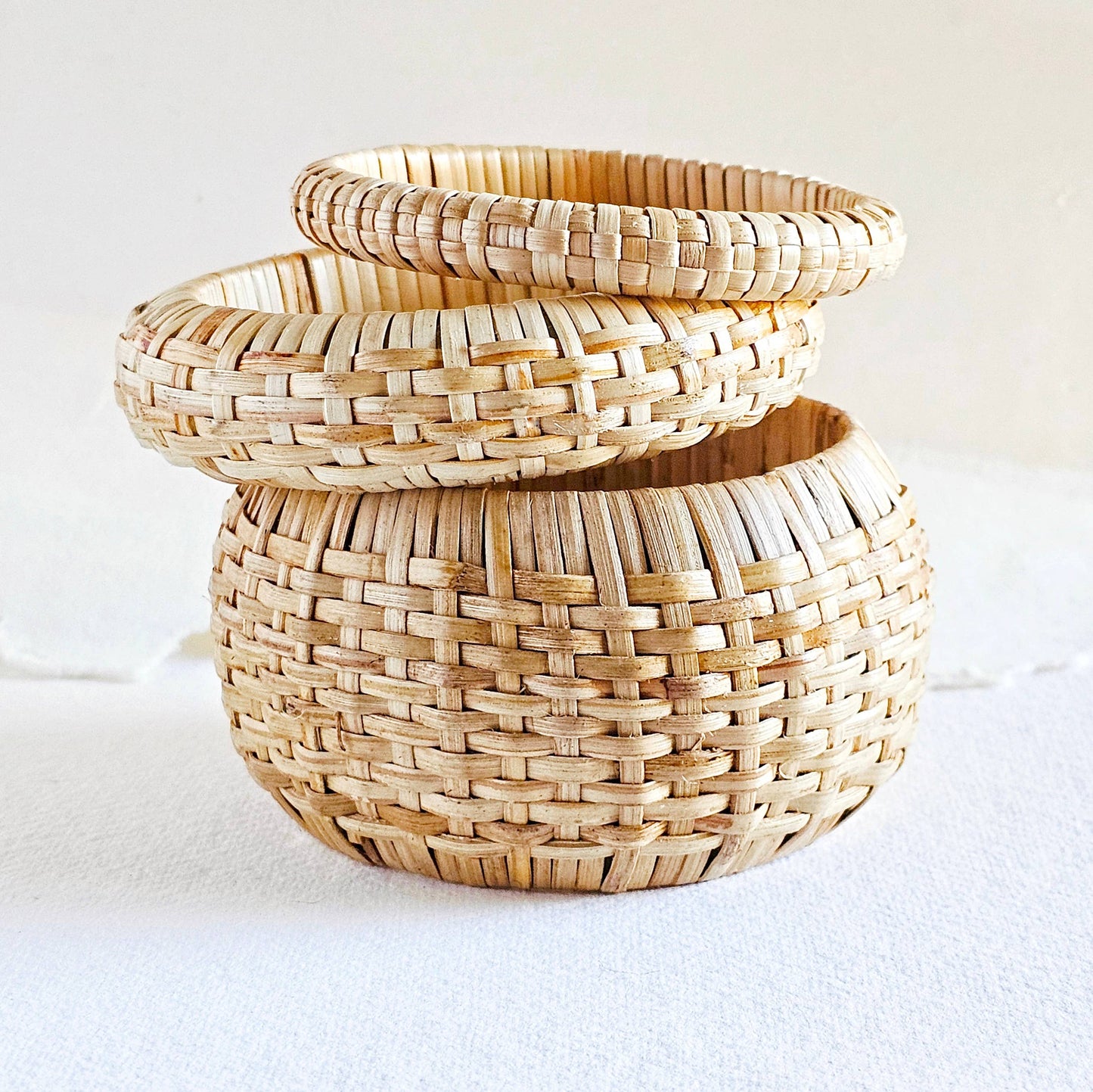 Bisjoux - Rattan straw cane bangle bracelet set handmade renewable: Set