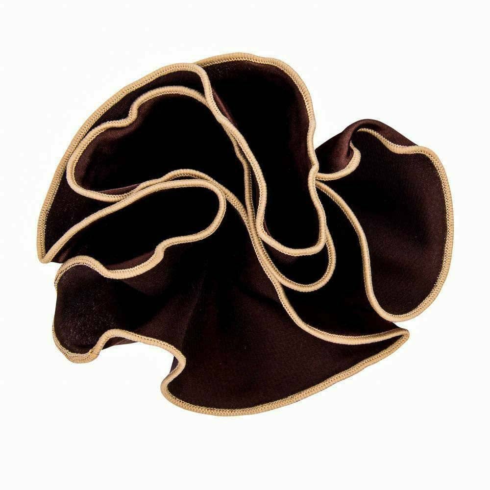 Dubal Brothers - Vittorio Farina Round Pocket Square with Embroidered Piping Var. 01 by Classy Cufflinks: Blue/Brown (043)