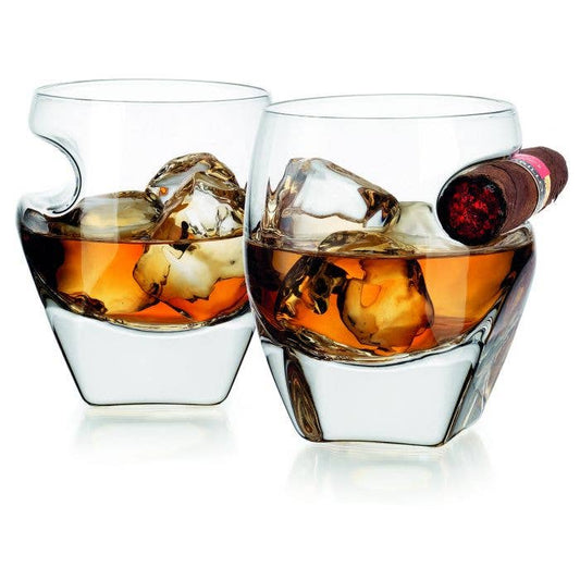 Godinger - Set of Two Arturo Cigar Whiskey Tumbler - Stocking Stuffer