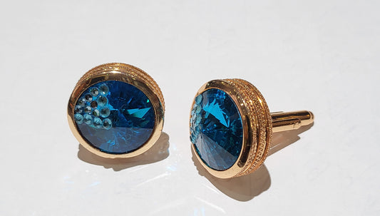Imani Cufflinks Rose Gold Turquoise Faceted Glass