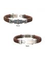 Sterling Silver with Brown Braided Leather & 40pc Black CZ Bracelet