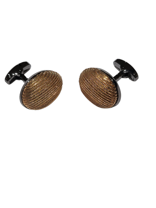 Enzone Rose Gold rib Gunmetal Cufflinks
