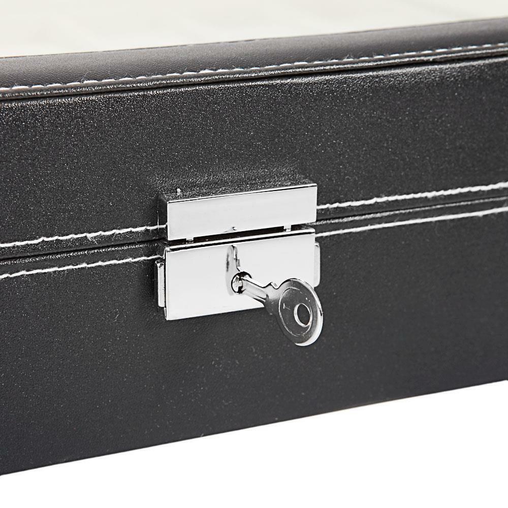 Black Leather Contrast Stitch Watch Case 24 pack