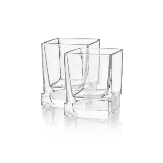 Carre Square Heavy Base Whiskey Glasses, Set of 2