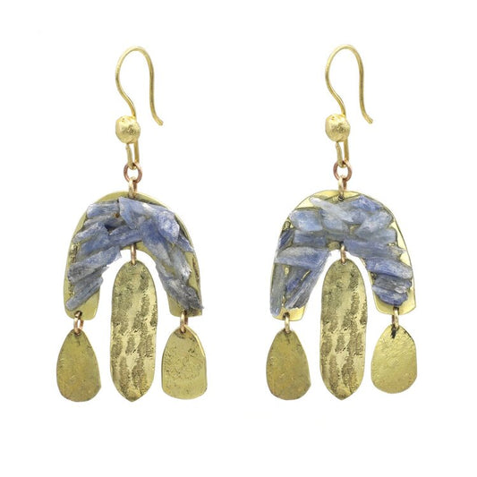 Selen Hand made forged bronze Mobi Kyanite Earring