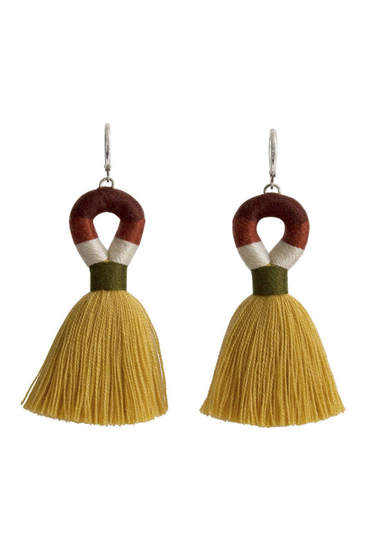 Thai Tassels Earrings Mustard